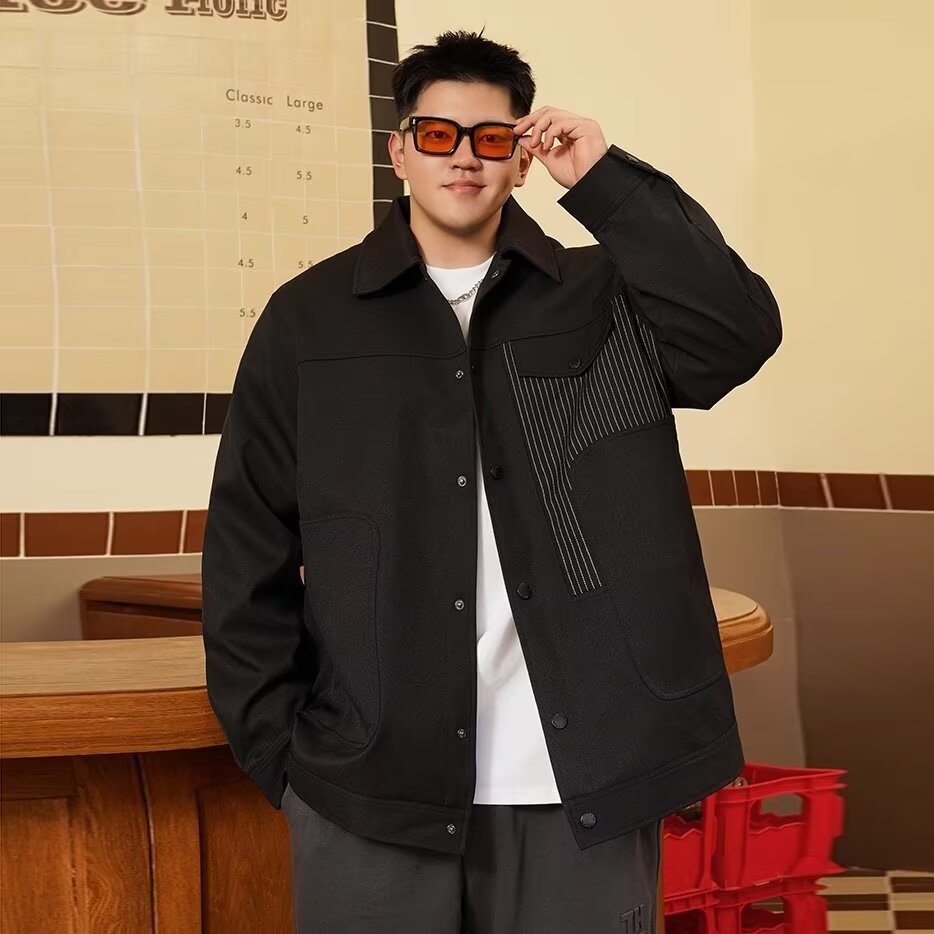 PANG哥 潮牌大码男装秋胖子宽松2025长袖衬衫加肥加大衬衣男