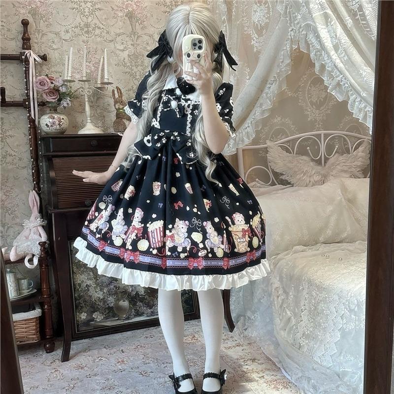猫裁原创OPLolita娃娃领长袖可爱甜美百搭连衣裙洋装现货