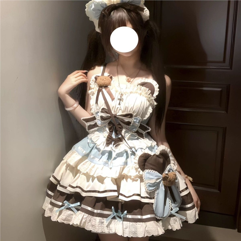 桔梗house初恋小熊少女Lolita小偶像巧杏粉小熊超萌可爱公主裙图片