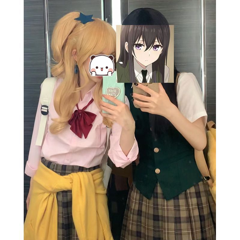 citrus柑橘味香气cosplay蓝原柚子套装同款百褶裙粉衬衫百搭服装