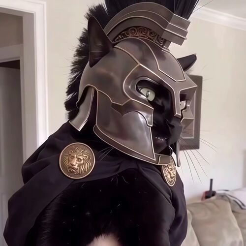 阿伽门农头盔摆件奥德赛猫咪帽子