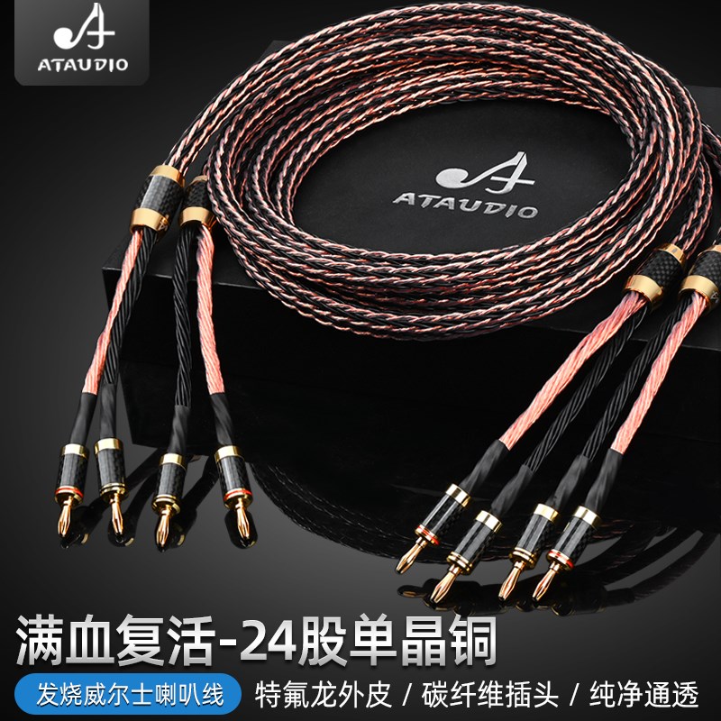 好货发烧单晶铜喇叭线音箱线高端胆机功放音响碳纤香蕉头Y插主音