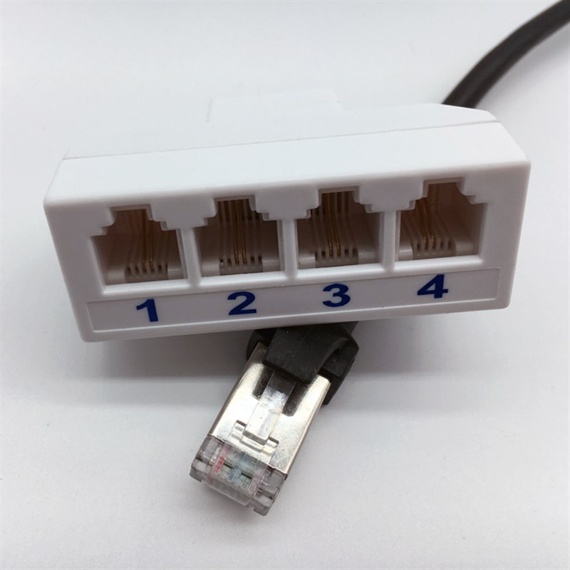 好货网线转电话线RJ45转RJ11网络一转四孔电话插孔 电话交换机转