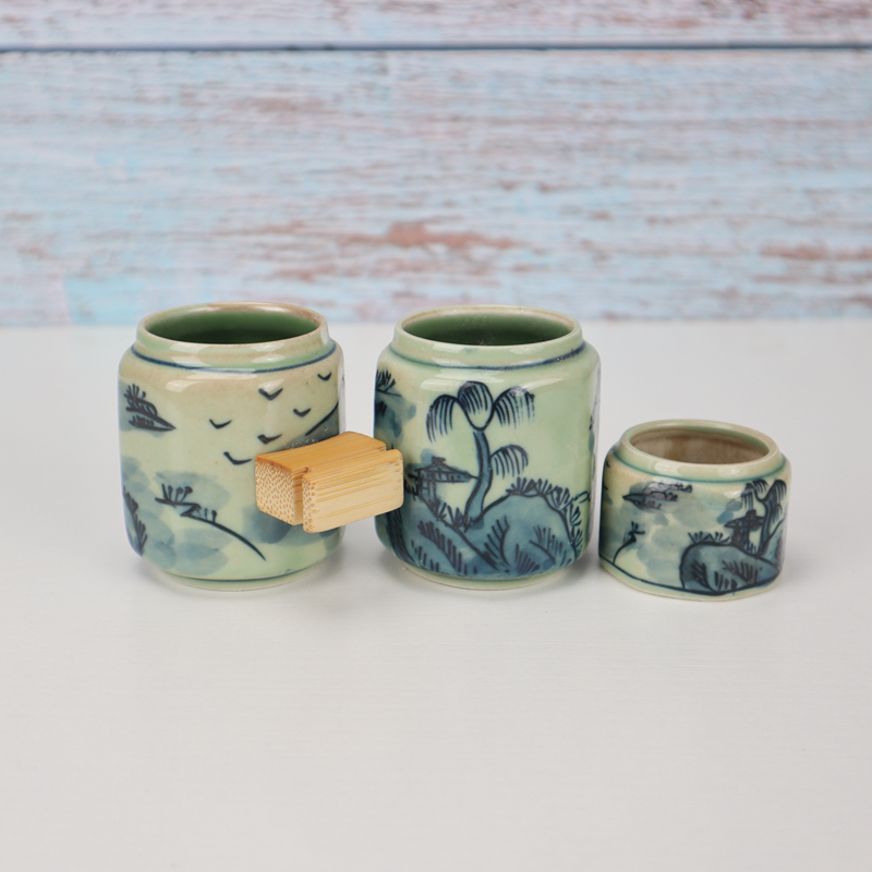 画眉鸟食罐青花鸟杯杯子瓷碗八哥蜡嘴高白手绘山水竹鸟笼配件