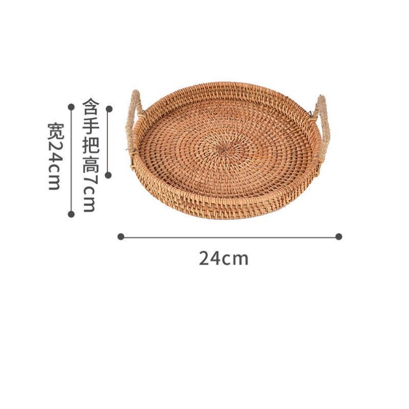 极速新疆包邮藤编收纳托盘糖果饼干点心零食面包篮饭厅客厅桌面整