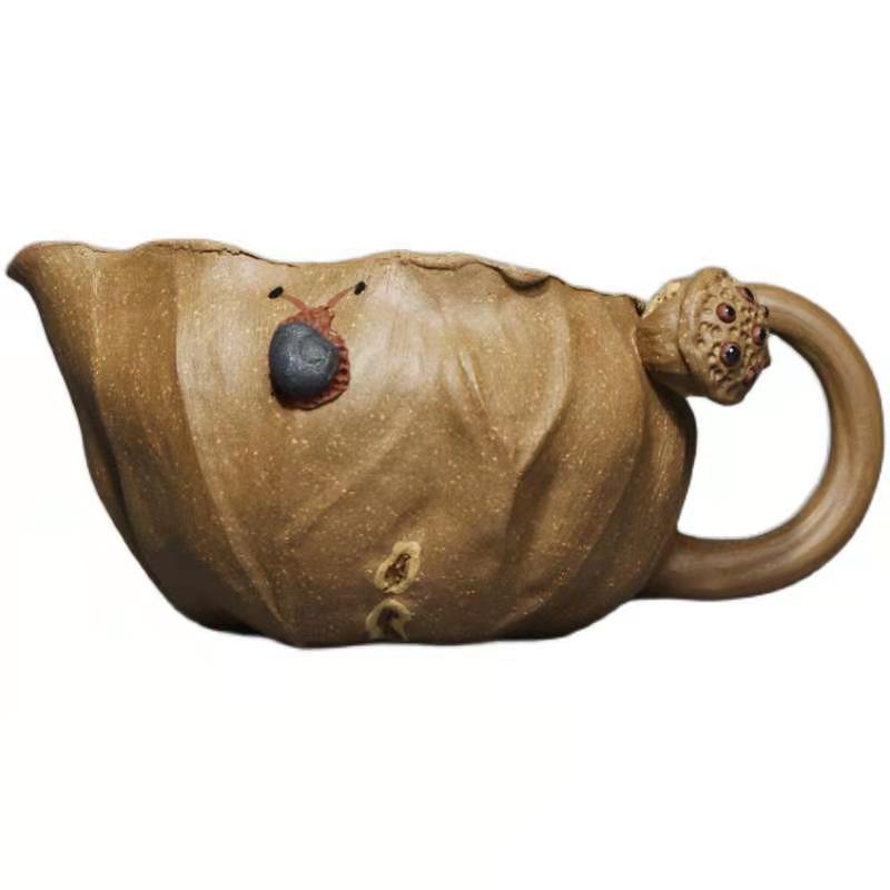 好货宜兴原矿紫砂泥仿生荷叶公道杯全手分茶器茶具莲蓬荷趣公杯配