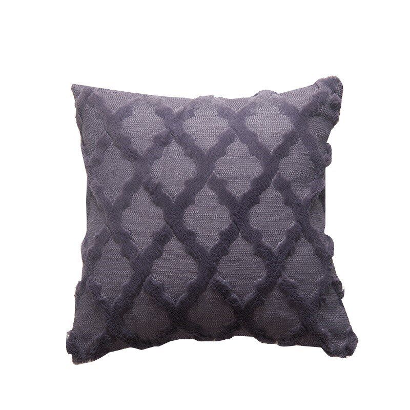 极速Solid color geometric plush cushion pillow case立体毛绒