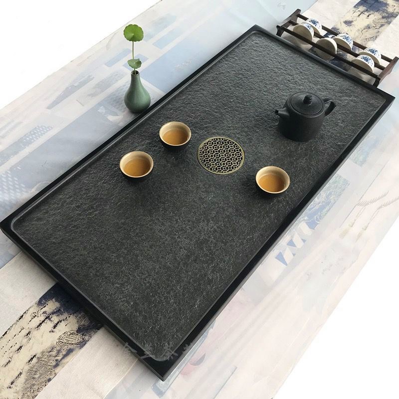 好货天然整块乌金石茶盘原石石头家用简约小茶台功夫茶具定制