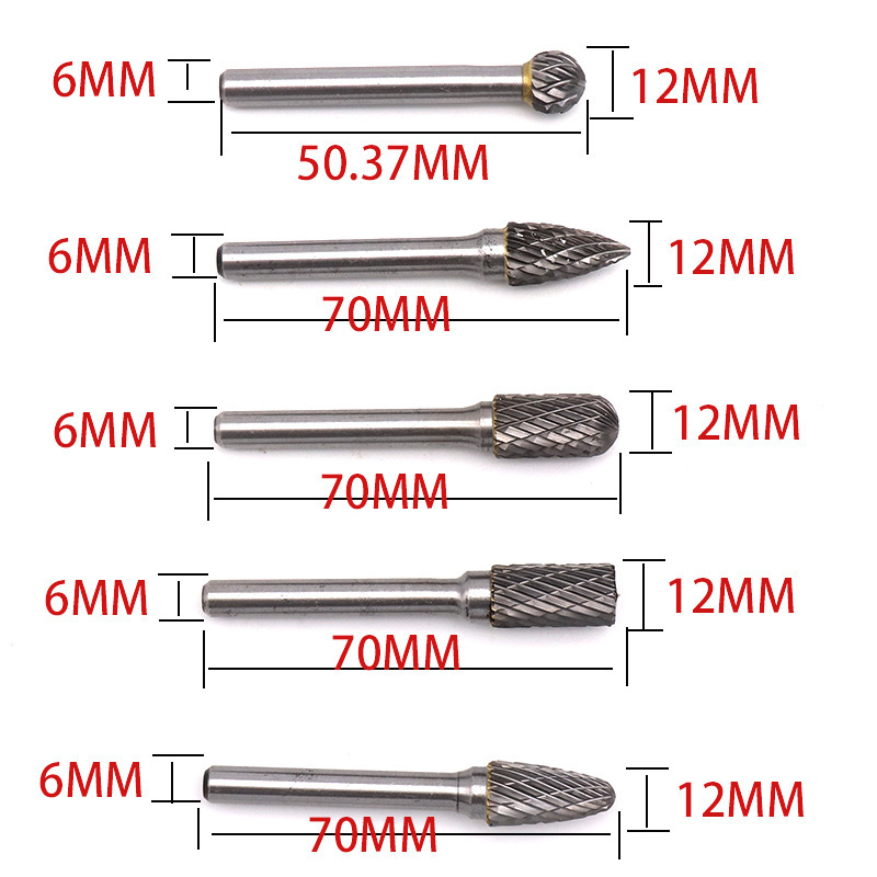 6x10 6x12硬质合金 钨钢磨头 旋转锉铣刀 木工木雕磨头根雕刻刀