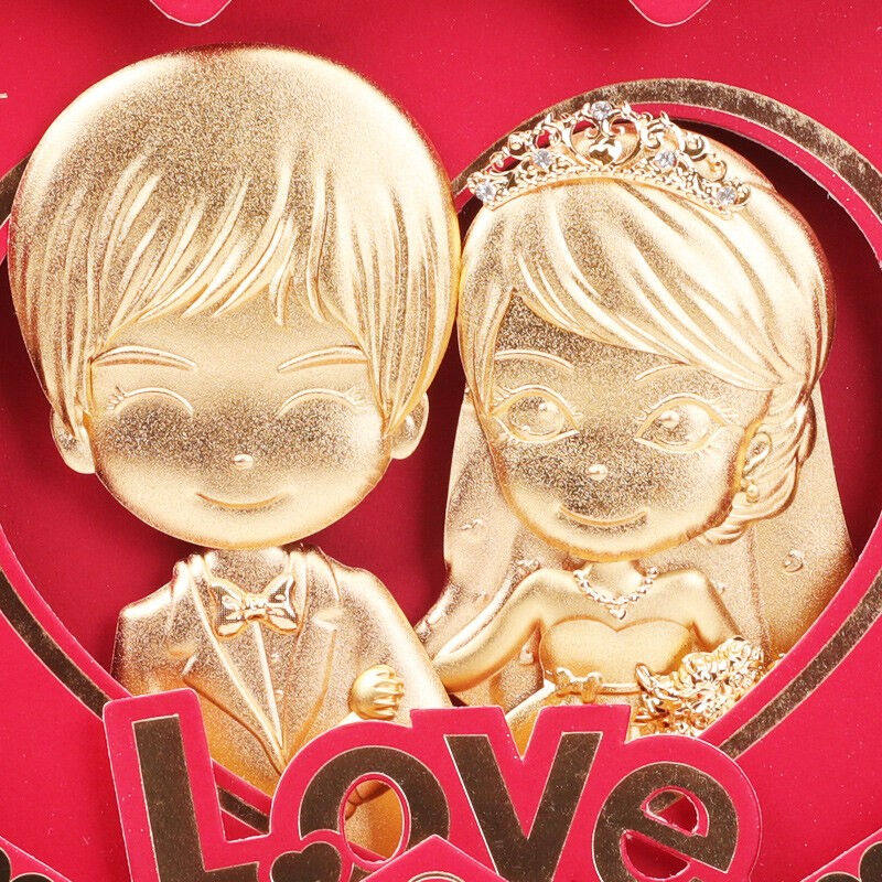 极速厂家金箔画幸福娃娃LOVE送朋友结婚礼物中式结婚礼物实用工艺