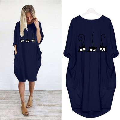 好货.Summer new plus size plus size three cats round neck sl