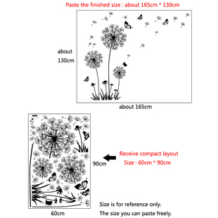 好货Black Dandelion Wall Sticker butterflies on the wall Liv