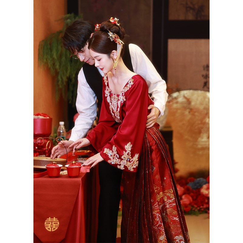 好货新中式马面裙婚服套装敬酒服2025新款新娘红色嫁衣秀禾服订婚