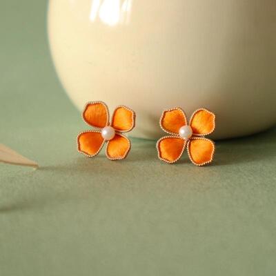 非遗绒花耳饰创意手工花朵耳钉