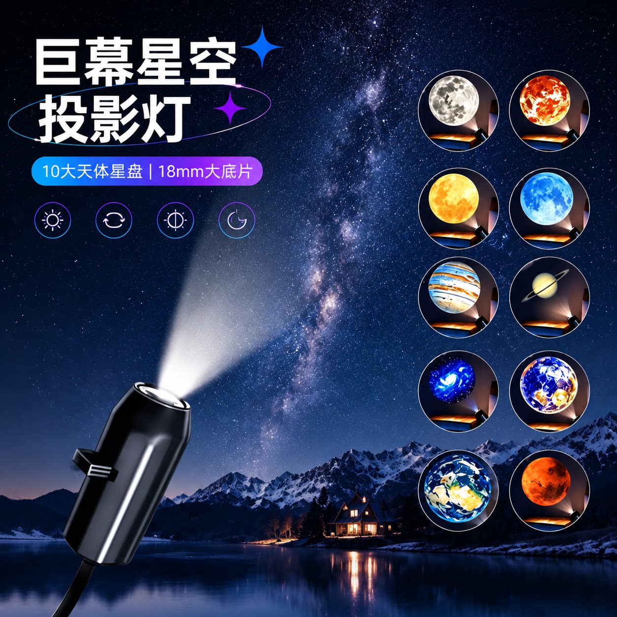 投影星空小夜灯替换片地面投影灯图案USB小夜灯卧室睡眠灯满天星