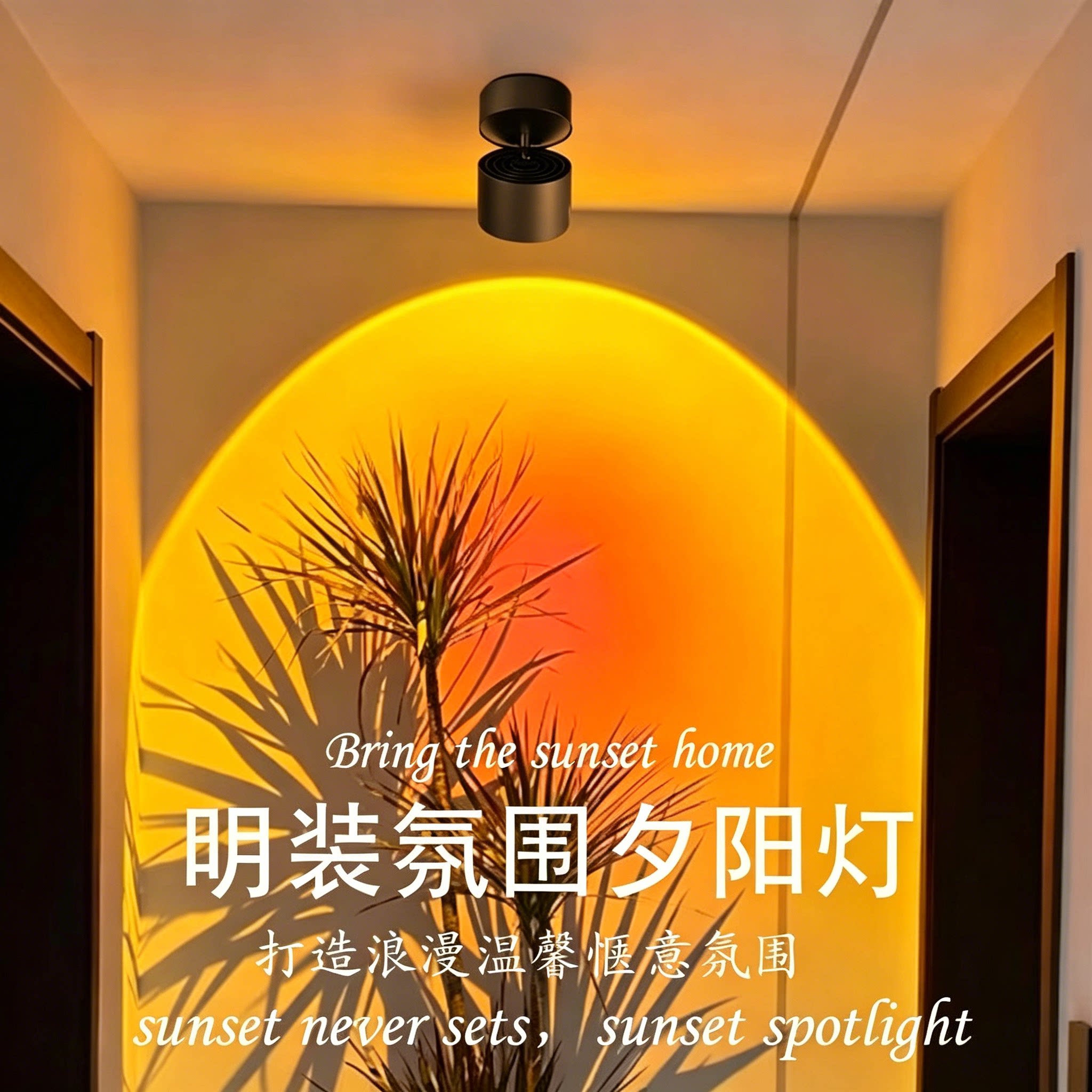 明装夕阳射灯日不落氛围灯可调角度家用嵌入式玄关画落日灯洗墙灯