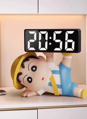蜡笔小新客厅桌面时钟摆件钟表摆台式周边系列礼物座钟创意电子钟
