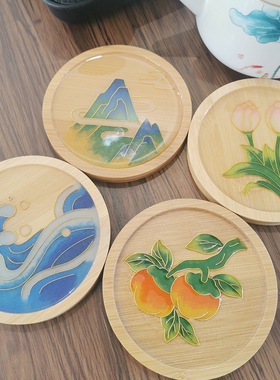 茶杯垫非遗传统掐丝珐琅画手工制作材料团建定制新手diy景泰蓝