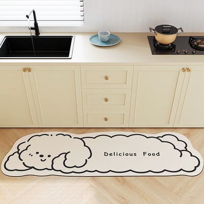 新款 可爱厨房硅藻泥地垫防滑防油可擦免洗专用脚垫耐脏易打理长