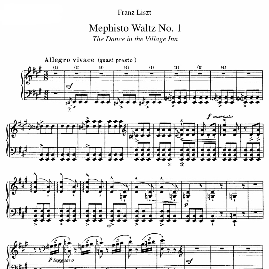 李斯特 梅菲斯托圆舞曲钢琴谱五线谱钢琴曲乐谱乐曲曲谱24页PDF
