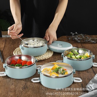 打包保温饭盒饭菜盒学生不锈钢大容量家用防烫便携宿舍碗加深