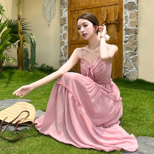 气质氛围感吊带连衣裙女2025夏季 时尚 新纯欲显白度假甜美蛋糕长裙