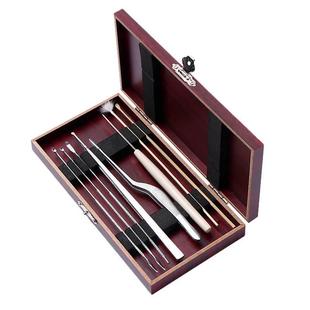 不锈钢掏耳朵耳勺采耳洞鹅毛挖工具耳垢清理耳屎镊子夹棒新疆包邮