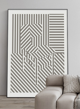 包豪斯bauhaus工业风抽象几何椅子小众文艺装饰画大幅落地壁挂画