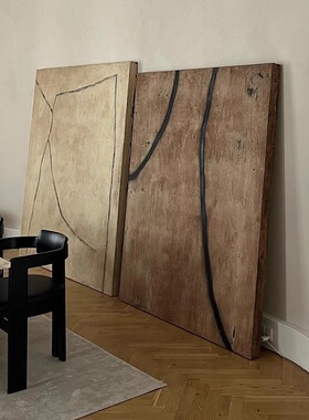 wabisabi侘寂风立体肌理手绘油画会客厅沙发背景墙落地装饰画走廊