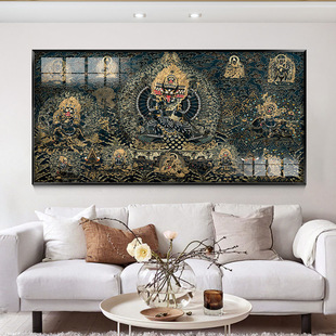 大威德金刚装饰画三世佛唐卡挂画佛堂客厅书房释迦牟尼藏式佛壁画