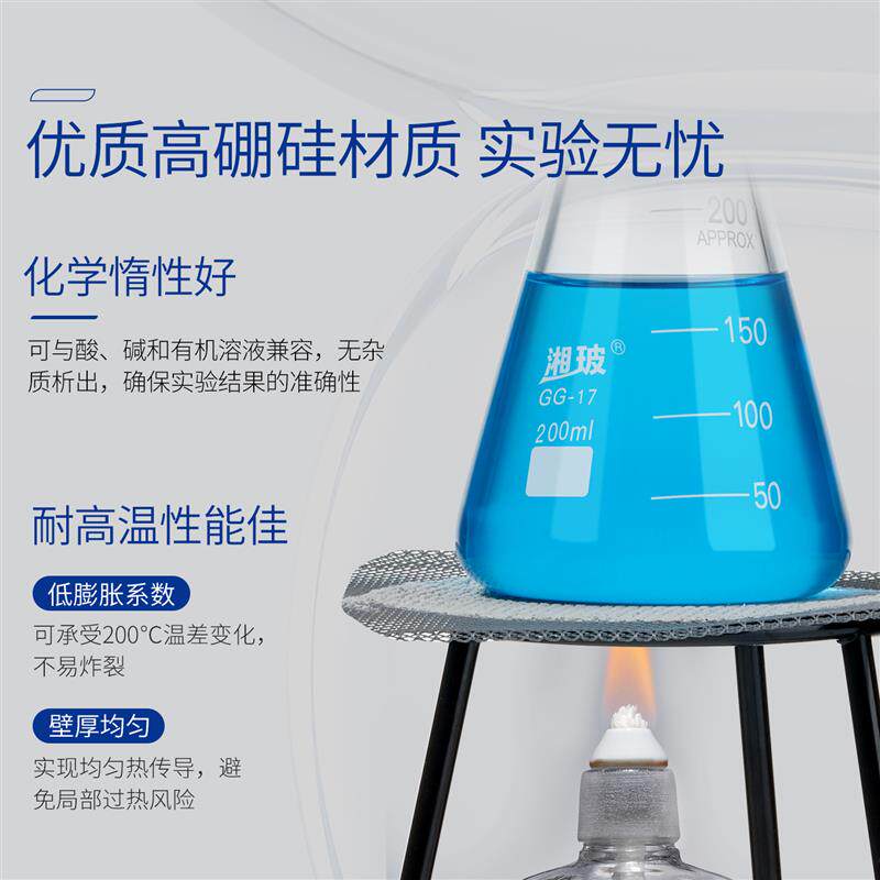 现货标口具塞三n角烧瓶实验室玻璃磨口锥形瓶蜀牛直口广口大小