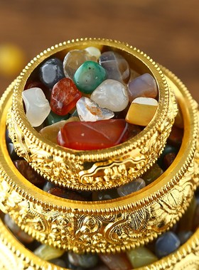 速发八吉修曼扎盘祥金尼泊尔鎏盘工艺中号曼茶盘带托盘配七宝石曼