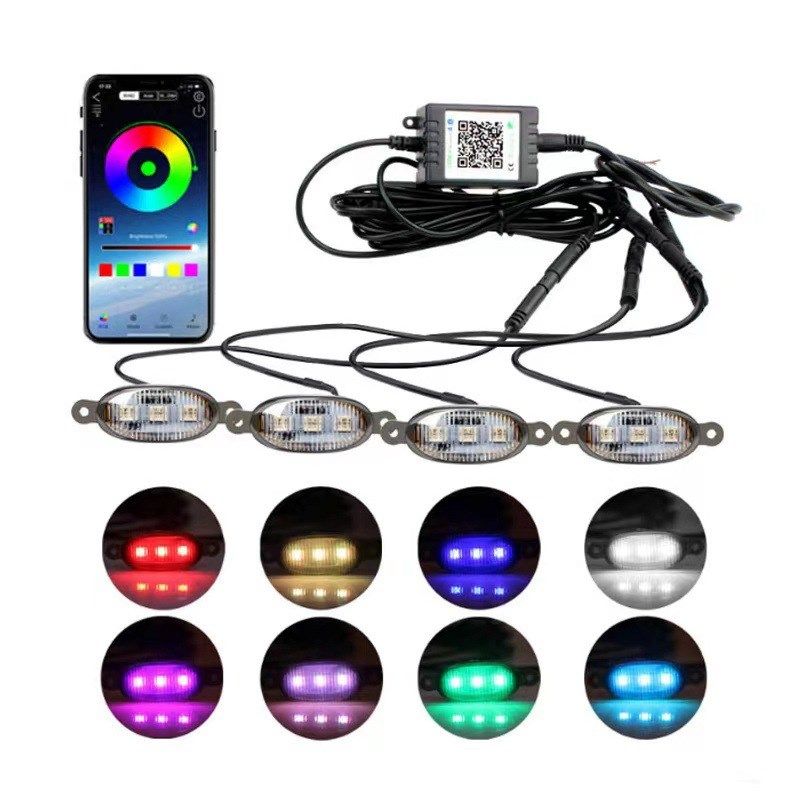 速发汽车中网小黄灯氛围灯七彩R灯B小黄G遥控越野格栅改装日行