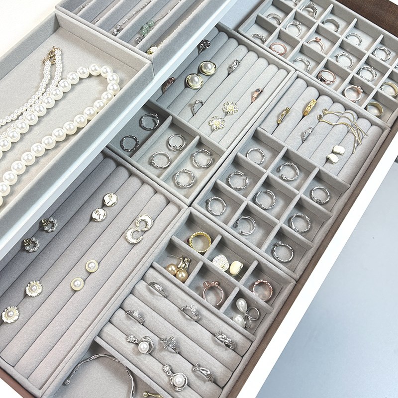 速发轻奢分隔首项盒耳钉饰链收盒盒珠宝盒饰品展示纳大容量可叠放