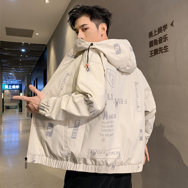 工装夹克男士宽松时尚休闲连帽外套春秋季新款青年潮流百搭上衣服