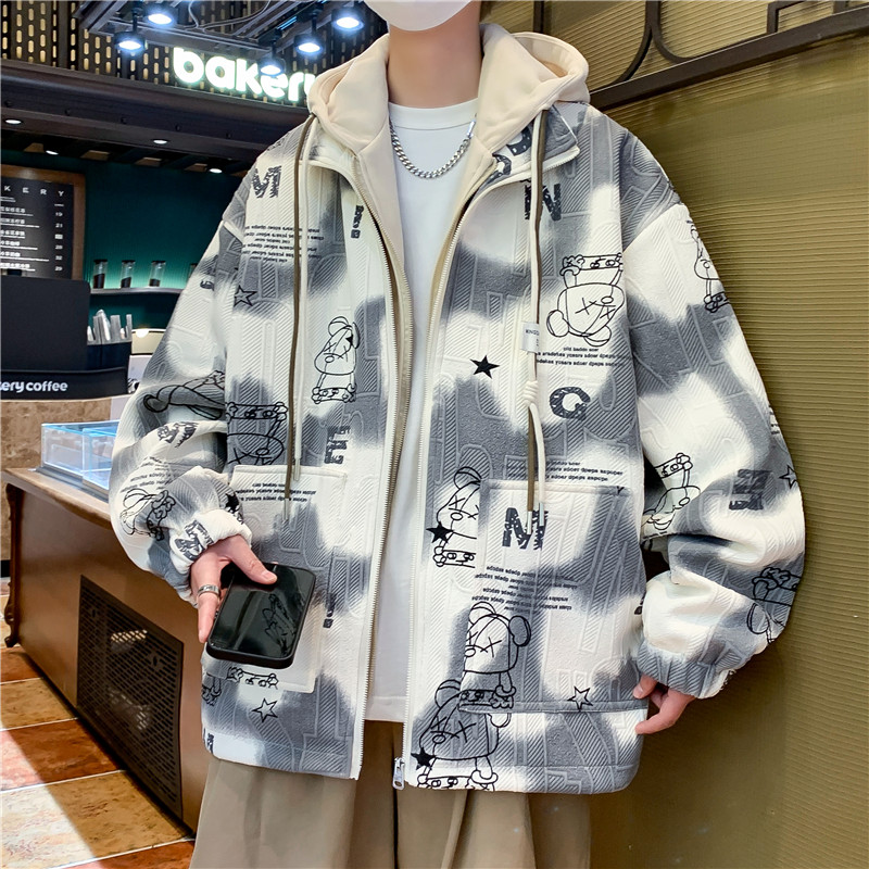 假两件外套男春秋季青少年夹克初高中学生帅气大童时尚潮流上衣服