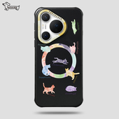 P70新款 Mate60 原创高级感可爱猫咪保护壳 Pura80Pro Tastecase轻奢宝石猫磁吸手机壳适用于华为Mate80ProMax