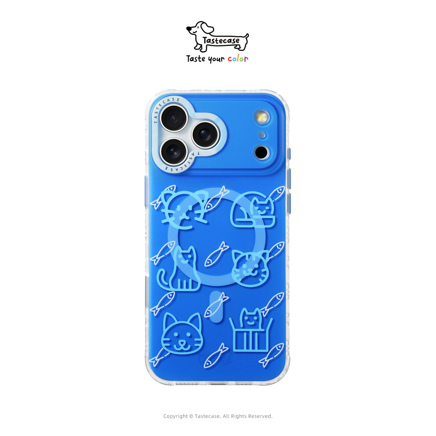 Tastecase I Love Cat蓝色猫咪磁吸手机壳适用苹果iPhone18ProMax/17Pro保护壳新款原创可爱小猫磁吸手机支架