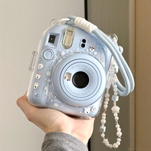 拍立得保护透明水晶壳富士mini12相机instax壳子链条挂绳防摔硬壳