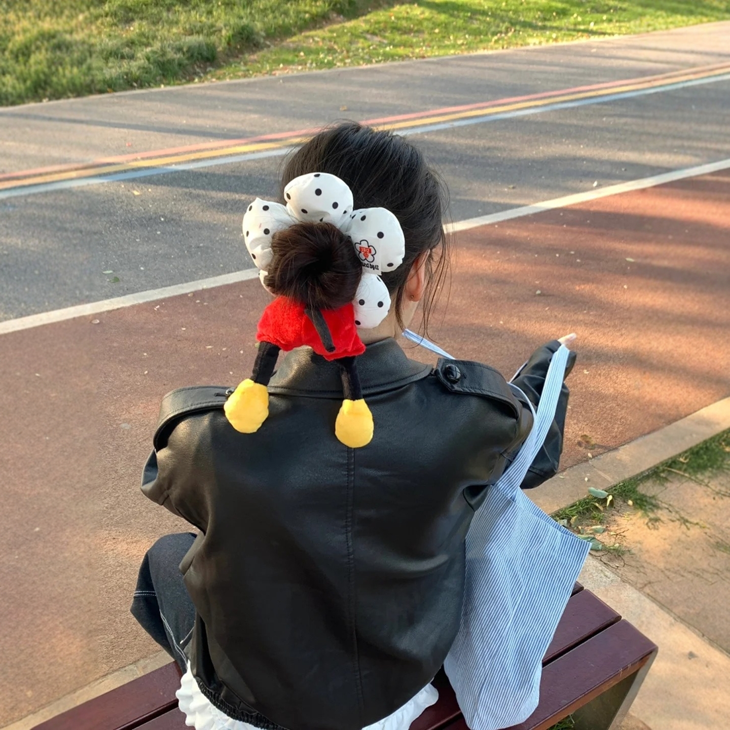 可爱米奇屁屁花朵波点发圈卡通甜美可爱百搭小众时尚气质发饰精致