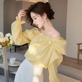 2025夏季新款女装白色蕾丝衫女长袖圆领套头打底衫，商品下架区，语缦