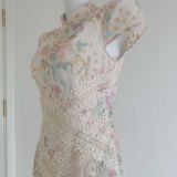 新中式假两件印花改良旗袍2025夏蕾丝拼接镂空旗袍裙，商品下架区，语缦