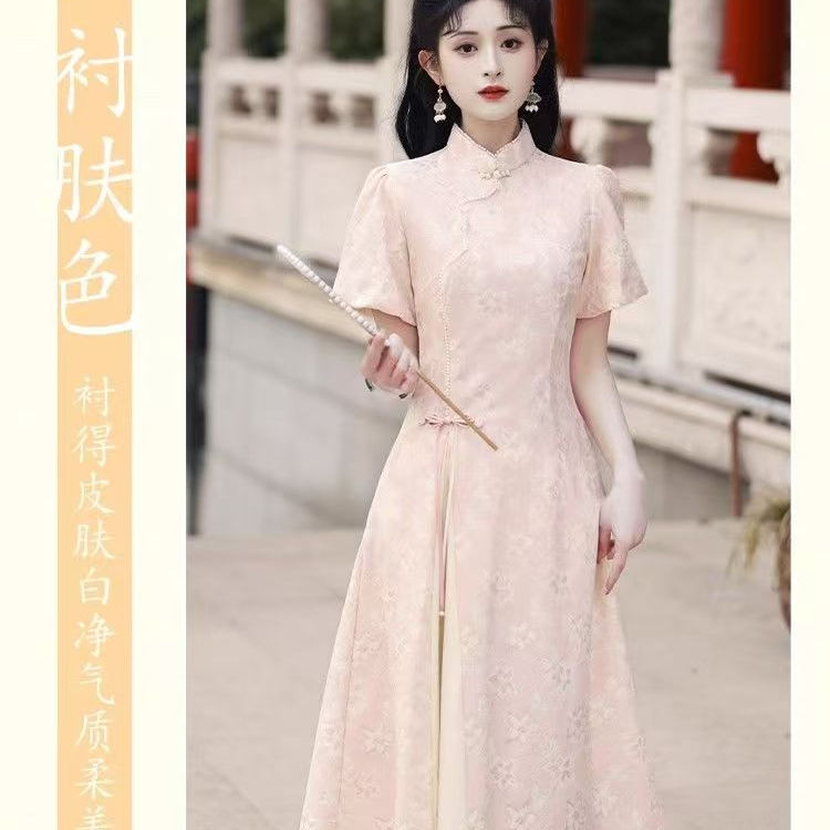 新中式风连衣裙2025夏季新中式蕾丝改良旗袍少女蕾丝旗袍年轻款，商品下架区商品下架区，凯文服饰