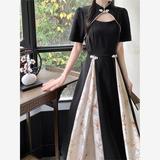 大码夏季新中式改良旗袍连衣裙微设计感显瘦遮肚风裙子女，商品下架区，语缦