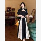 大码夏季新中式改良旗袍连衣裙微设计感显瘦遮肚风裙子女，商品下架区，语缦