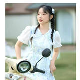 温柔风娃娃领碎花连衣裙女夏2025新款茶歇法式初恋绝美小裙子长裙，商品下架区，凯文服饰