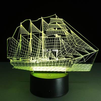 网红Sail Boat - 3D Optical Illusion Novelty Table Lamp Beaut