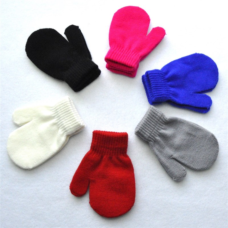 网红1-4 Years Winter Knitted Gloves For Baby Boys And Girls