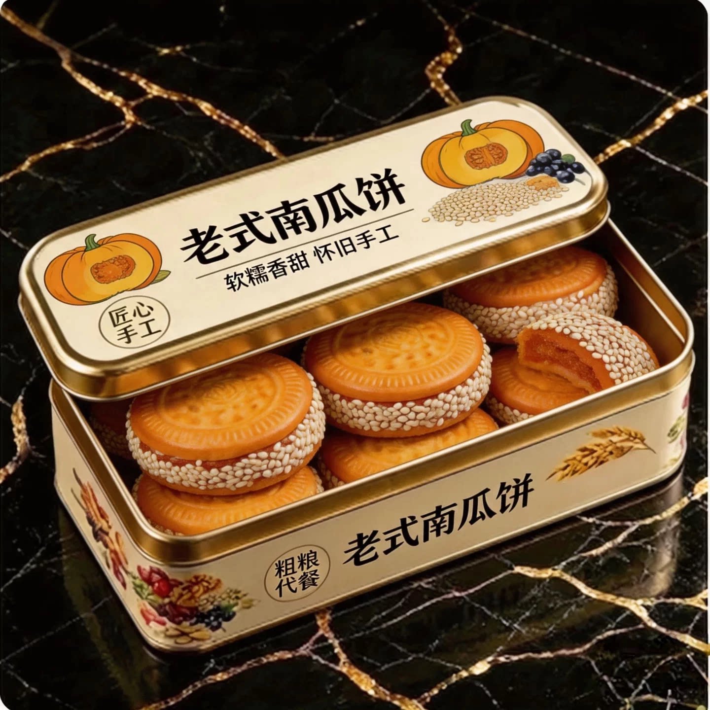 老式南瓜饼官方旗舰店油炸即食独立包装无添加糕点芝麻早餐零食