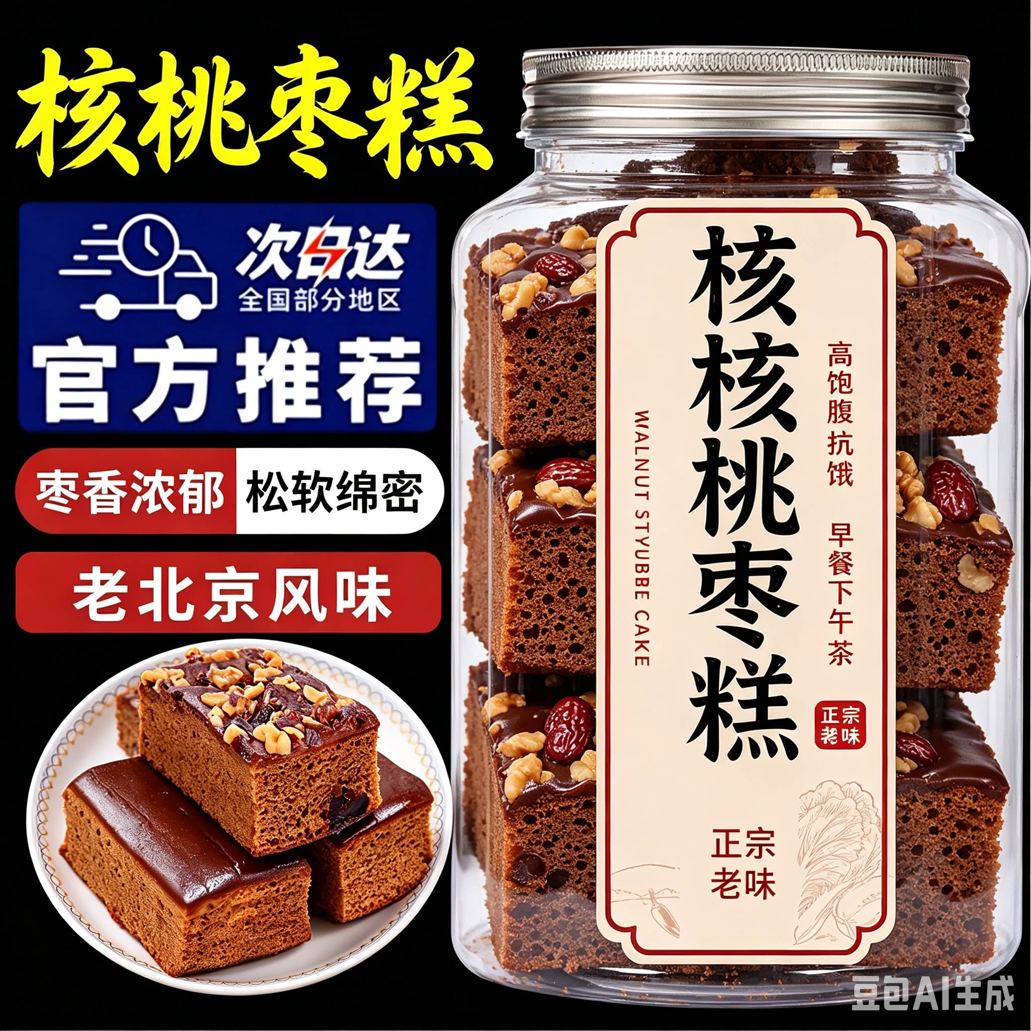 老北京枣糕面包整箱官方旗舰店早餐红枣泥糕点老年人健康手工糕点图片